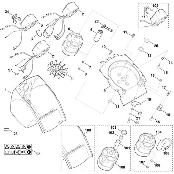 Viking GE 250 S - Housing, Electric Motor - Parts Diagram