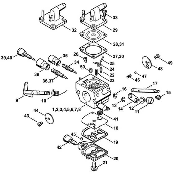 Genuine Stihl FS350 - Carburettor C1Q-S161, -S162, -S163, -S164, -S82, -S83, -S138, -S139