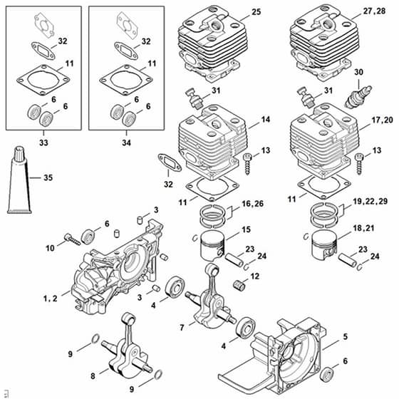 Genuine Stihl FS350 - Crankcase, Cylinder