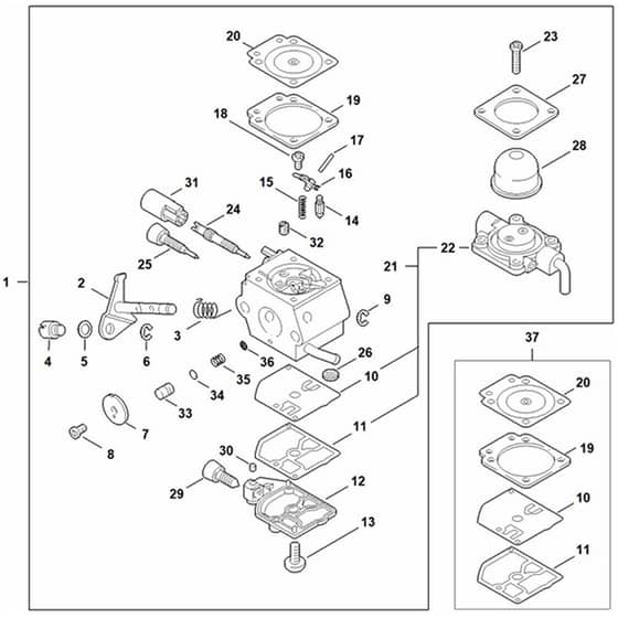 Genuine Stihl FS55 - Carburettor C1Q-S66 (36.2002)