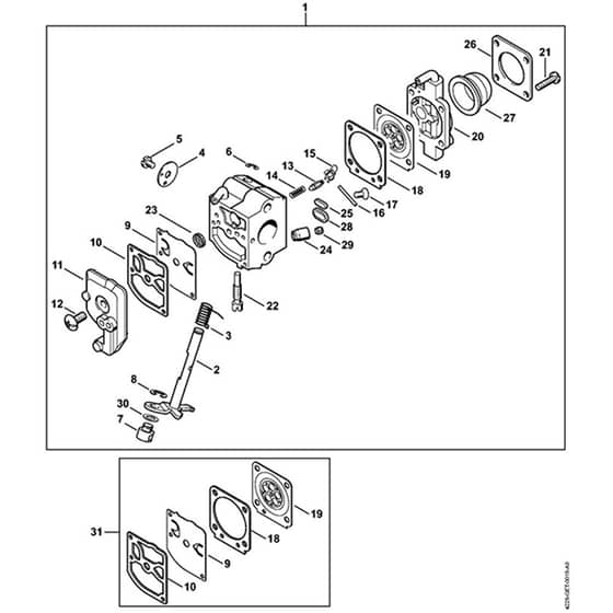 Genuine Stihl HS45 - Carburettor C1Q-S54