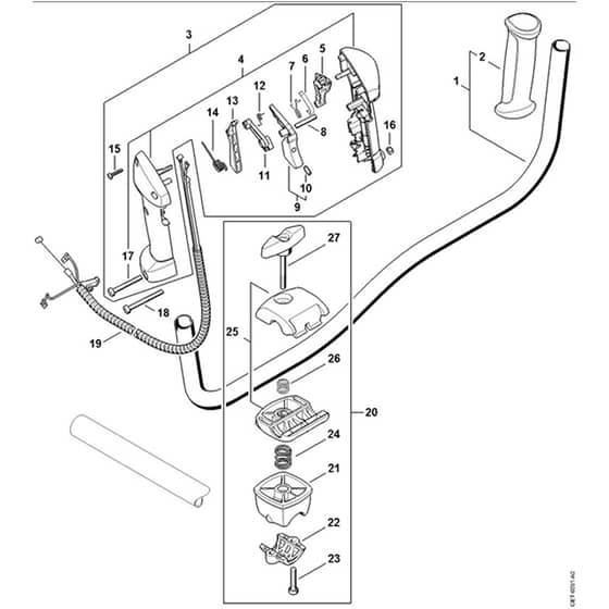 Genuine Stihl KM131 - Bike handle
