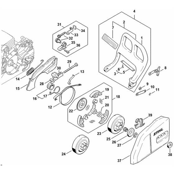 Genuine Stihl MS180 - Hand guard, Chain brake