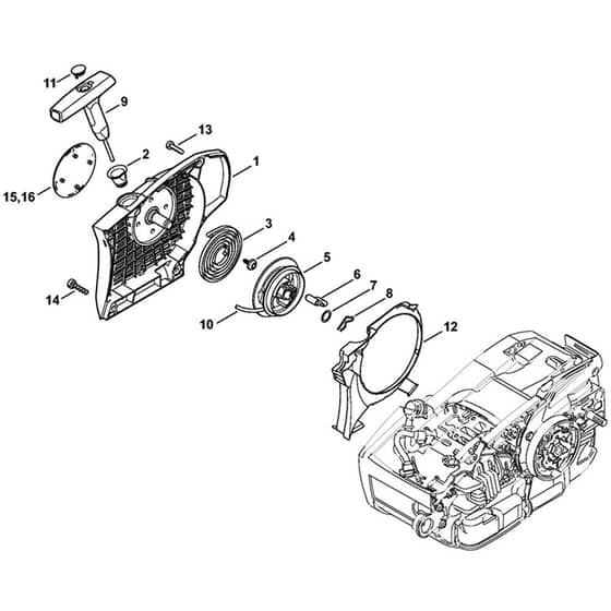 Genuine Stihl MS201 - Rewind starter