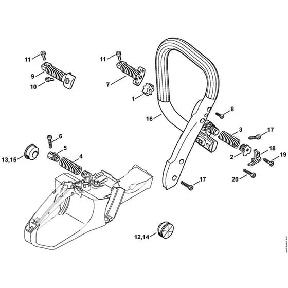 Genuine Stihl MS362 - AV system, Handlebar