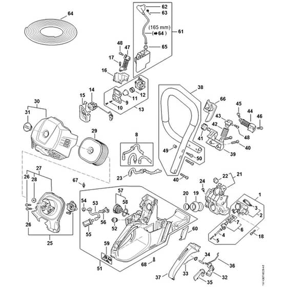 Genuine Stihl MS500i / C - Fuel injection system, Tank housing, Handlebar