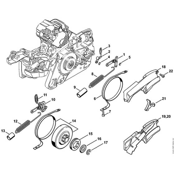 Genuine Stihl MS 362 C-M - Chain Brake, Chain Tensioner & Chain Sprocket Cover Diagram