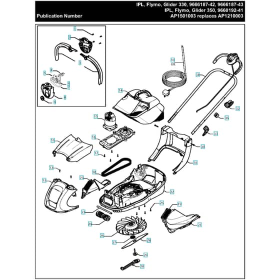 Flymo Glider 350 - 2015-02 - Lawn Mower Main Assembly