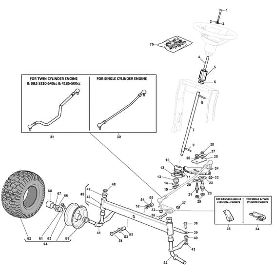 GLX 20-108HS - Oleo-Mac Ride On Mower Steering arm Diagram