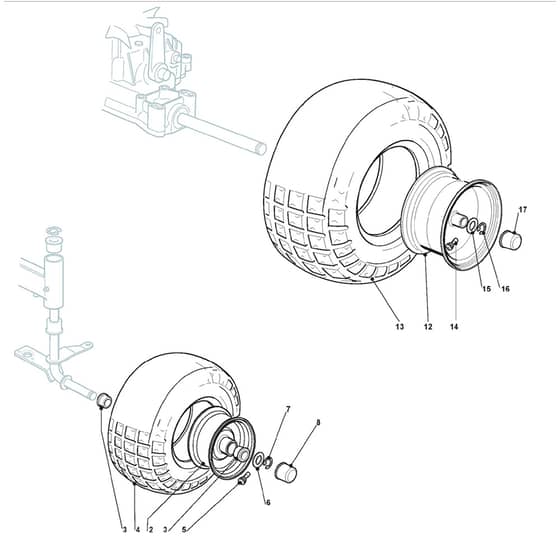 GLX 22-102 H2 - Oleo-Mac Ride On Mower Wheel Diagram
