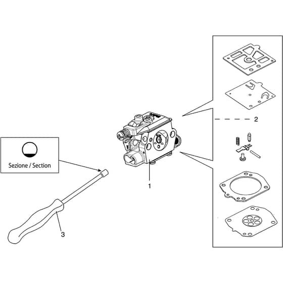 GS 630 - Oleo-Mac Chainsaw Carburettor Diagram