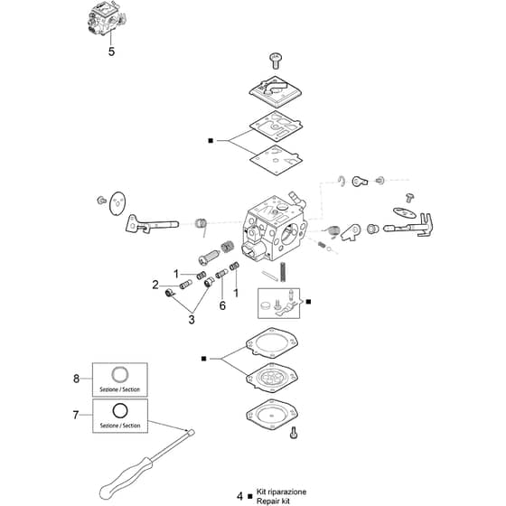 GS 650 - Oleo-Mac Chainsaw Carburettor HD-57 Diagram