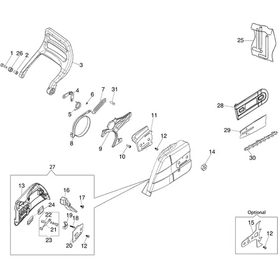 GS 650 - Oleo-Mac Chainsaw Chain Cover Diagram