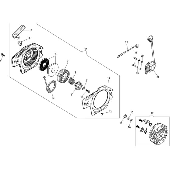 GSH 400 - Oleo-Mac Chainsaw Starter Assy Diagram