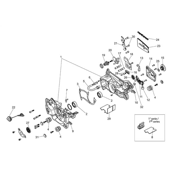 GSH 51 - Oleo-Mac Chainsaw Crankcase Diagram