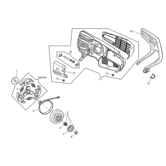 GST 250 - Oleo-Mac Chainsaw Chain Cover Diagram