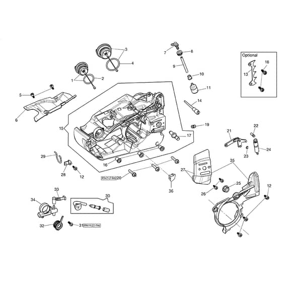 GST 250 - Oleo-Mac Chainsaw Crankcase Diagram