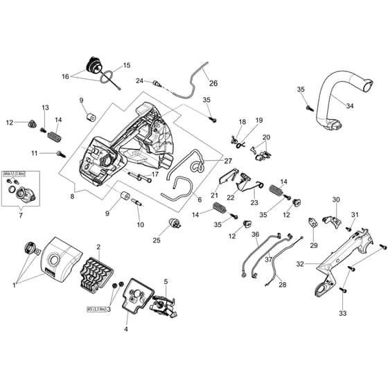 GST 360 - Oleo-Mac Chainsaw Handle Diagram