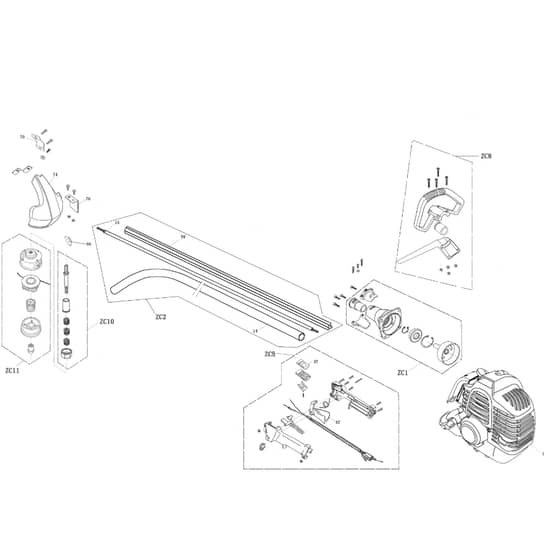 Cobra GT260C - Bent Shaft Grass Trimmer Main Diagram