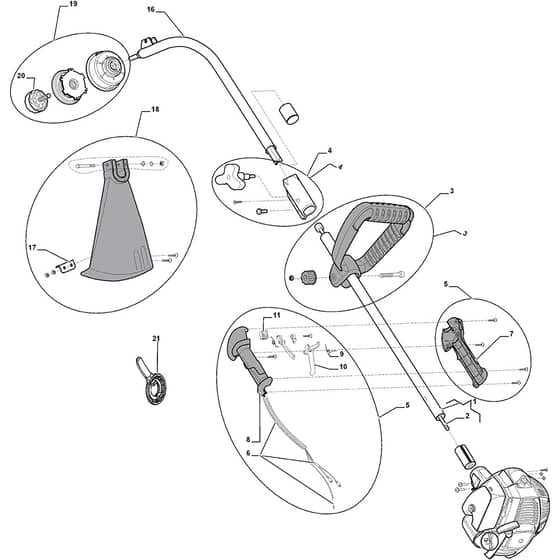 GT 27 J - 2009 - 281010106/08 - Castel Garden Trimmer Handle Transmission Diagram