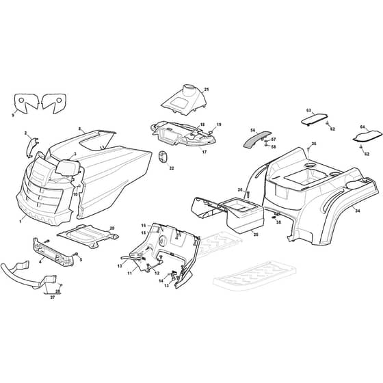 GT 30e - 2022 - 2T2205447/AT2 - Atco Ride On Mower Body Diagram