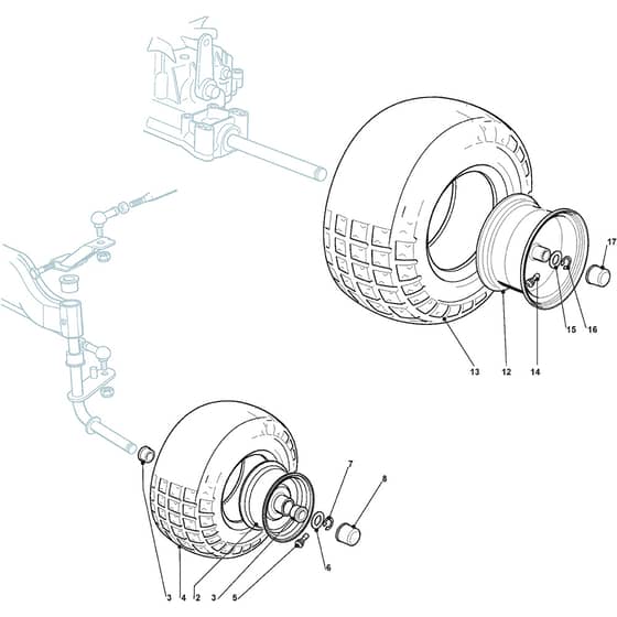 GT 40H Twin - 2013-2018 - 2T0951247/AT3 - Atco Ride On Mower Wheel Diagram