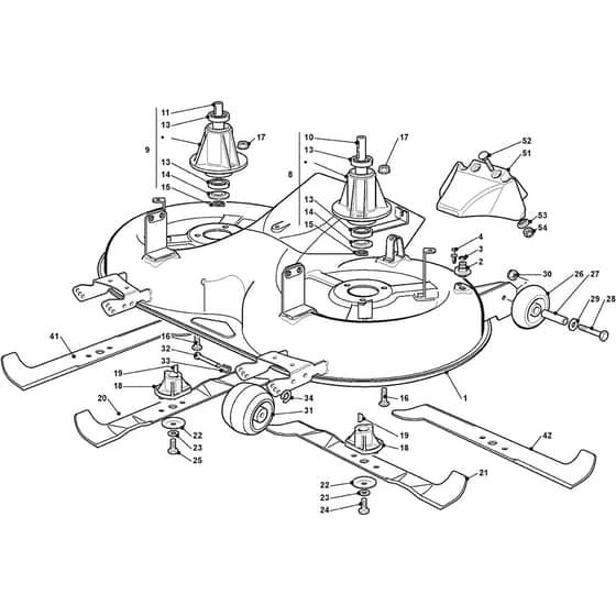 GT 40H Twin - 2012 - 2T0980247/AT2 - Atco Ride On Mower Cutting Plate Diagram