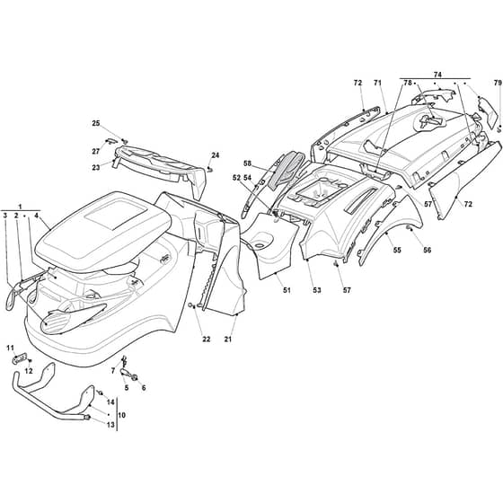 GT 40H Twin 4WD - 2018-2020 - 2T1425247/AT8 - Atco Ride On Mower Body Diagram
