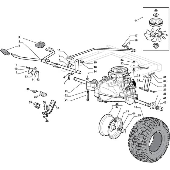 GT 43HR - 2016-2020 - 2T1210247/AT6 - Atco Ride On Mower Transmission Diagram