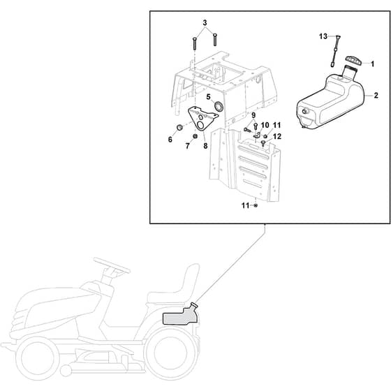 GTL 46HR Twin 4WD - 2018-2020 - 2T3025247/AT8 - Atco Ride On Mower Fuel Tank Diagram
