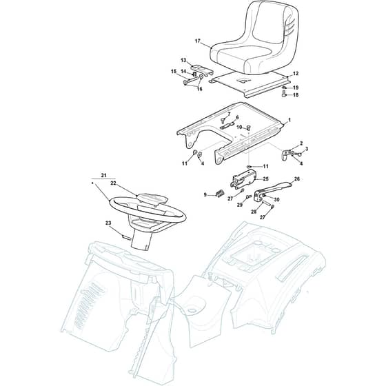 GTL 46HR Twin 4WD - 2018-2020 - 2T3025247/AT8 - Atco Ride On Mower Seat Diagram