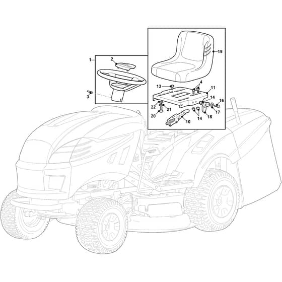 GTX 36H - 2021-2022 - 2T0410647/AT8 - Atco Ride On Mower Seat Diagram