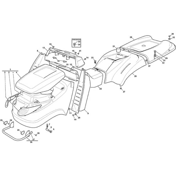 GTX 38H Twin - 2025 - 2T0830447/AT1 - Atco Ride On Mower Body Diagram