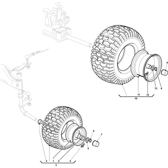 GTX 40H - 2021 - 2T0950647/AT1 - Atco Ride On Mower Wheel Diagram