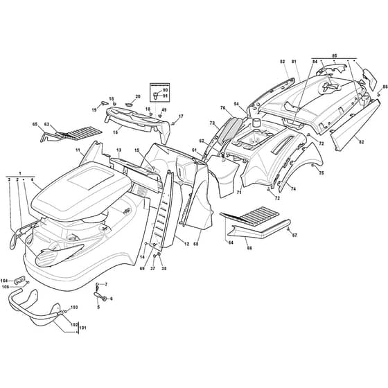 GTX 40H - 2022-2023 - 2T0950647/AT2 - Atco Ride On Mower Body Diagram