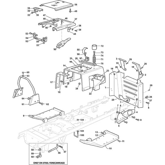 GTX 48HR - 2022-2023 - 2T1925647/AT2 - Atco Ride On Mower Frame Diagram