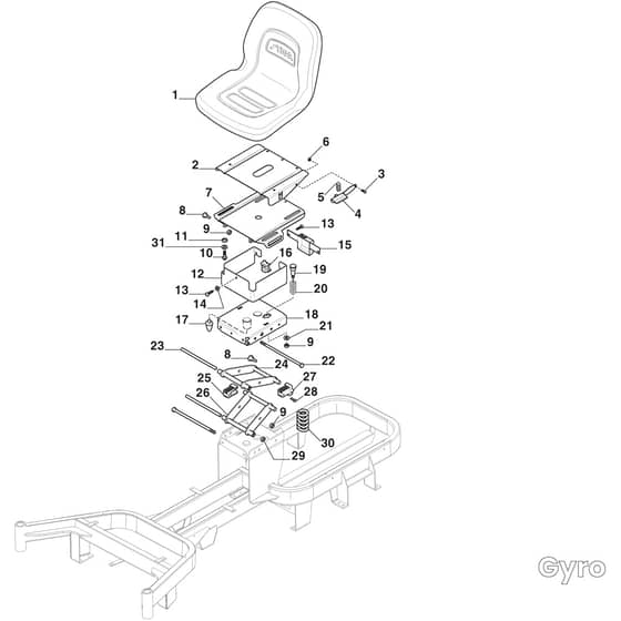 Gyro 500e - 2022-2025 - 2F7062505/ST1 - Stiga Zero Turn Mower Seat Diagram