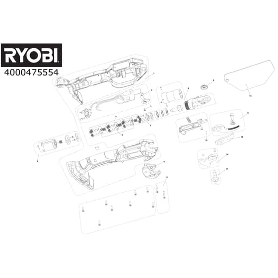Ryobi RY18SCA-0 - 5133005024 - 4000475554 - Main Assembly