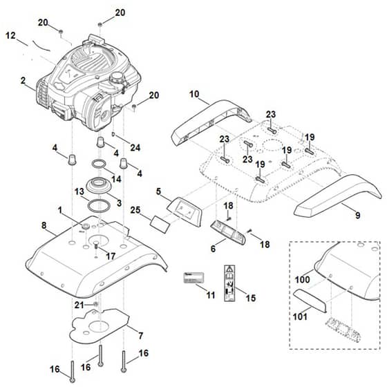 Viking HB445.1 - Motor-Engine Cover - Parts Diagram