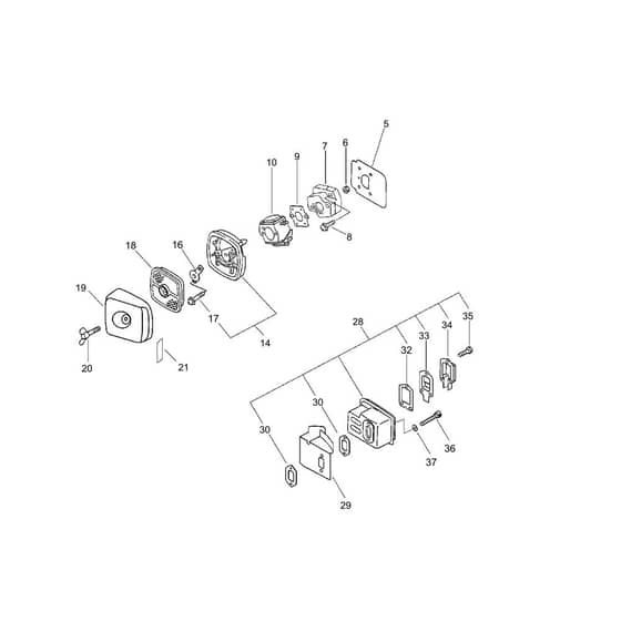 Air Cleaner, Muffler (S/N 36019101 and after)