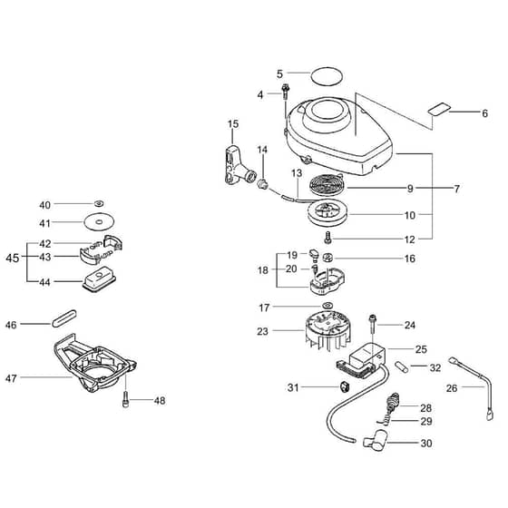 Starter, Magneto, Clutch (S/N 36008410 and before)