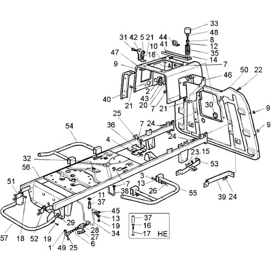 Honda HF2114-HE -  Chassis Diagram