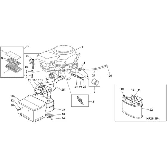 Honda HF2114-HE -  Engines Diagram
