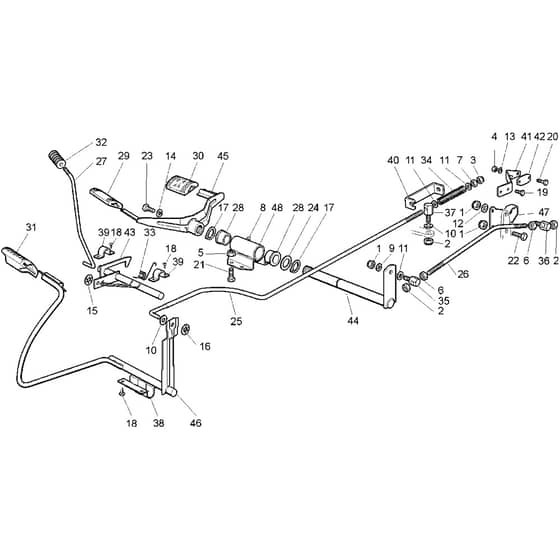 Honda HF2114K1-HE -  Brake and Gearbox Contro Diagram