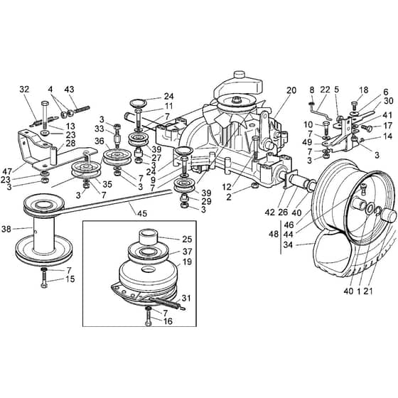 Honda HF2216K1-HE -  Gearbox Diagram