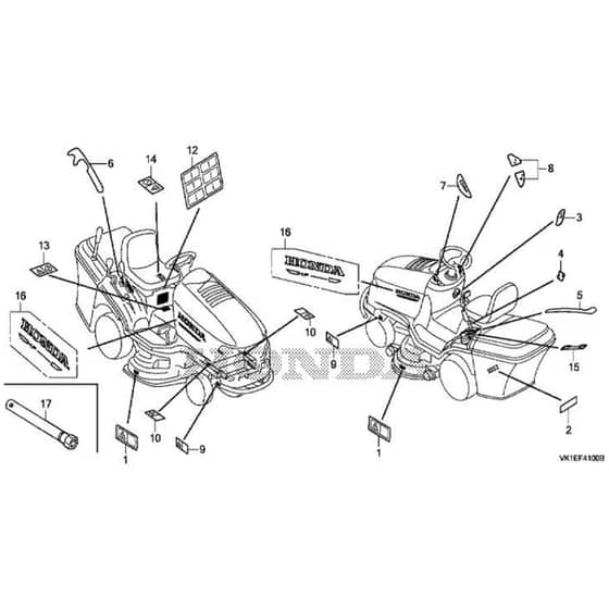 Honda HF2315K2-SBE -  Label, Tool Diagram