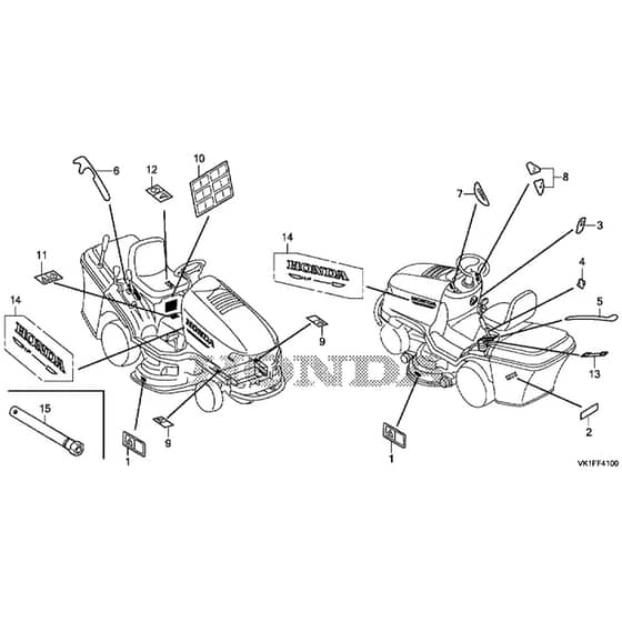 Honda HF2315K3-HME -  Label, Tool Diagram