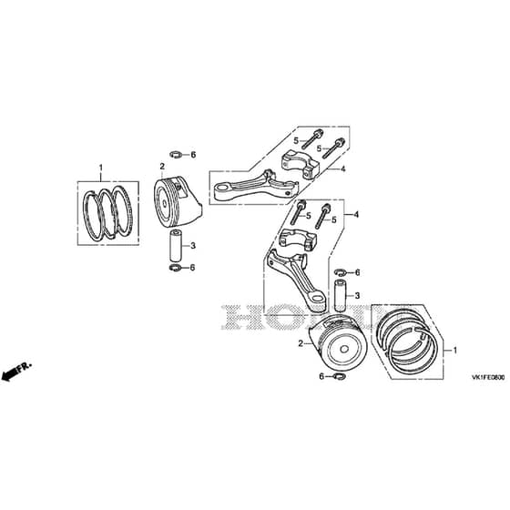 Honda HF2315K3-SBE -  Piston Diagram