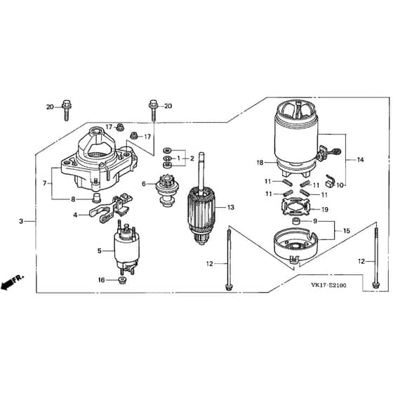 Honda HF2417-HTE -  Starter Motor Diagram