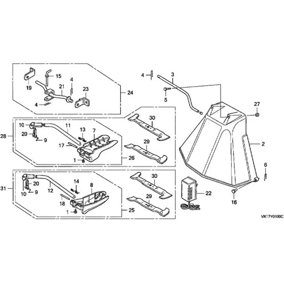 Honda HF2417K2-HTE -  Deflector Diagram